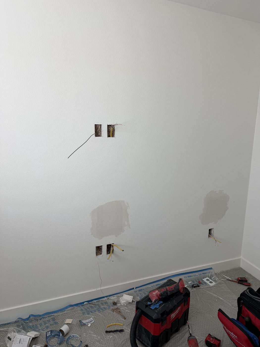 TV Wall Power + Outlets, before