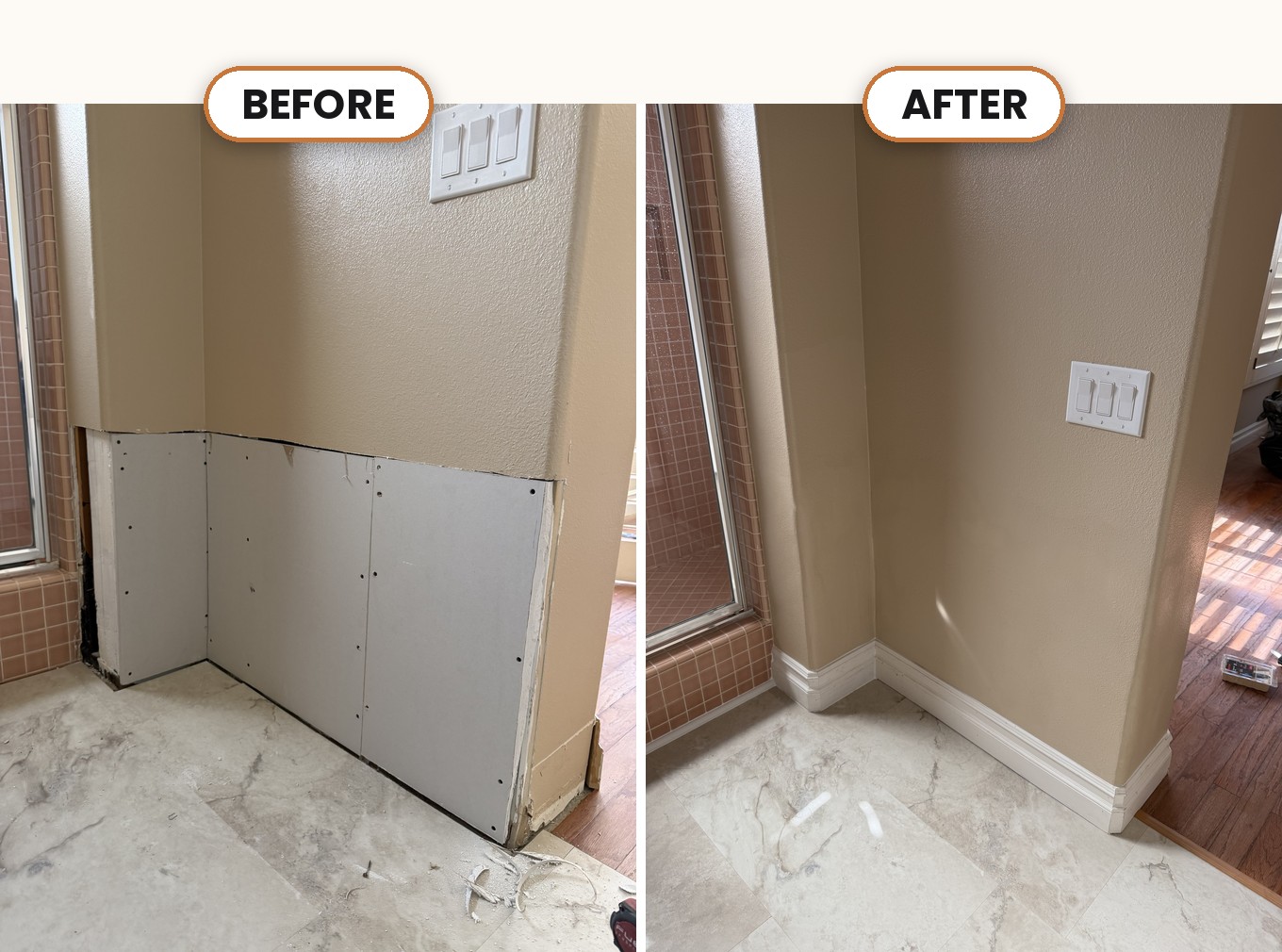 Drywall + Baseboard Repair